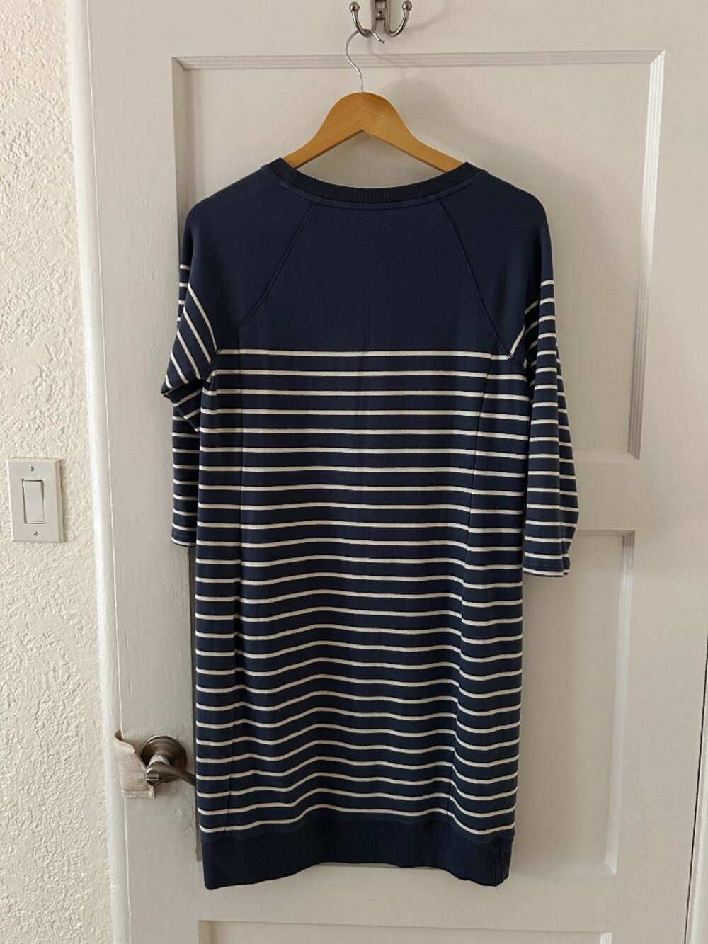 LL Bean Women's Sweatshirt Dress Blue Stripe XS - Picture 1 of 3